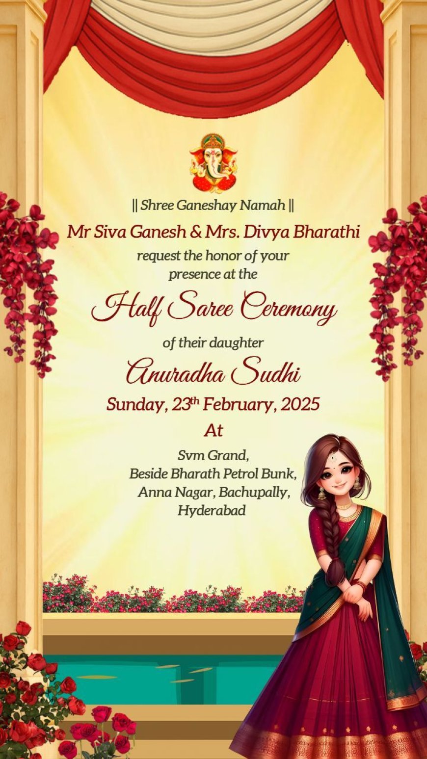 Celebrate Tradition with a Beautiful Half Saree Ceremony Invitation